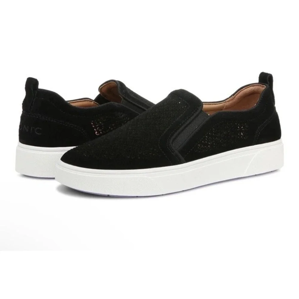 Vionic Kimmie Perf‎ Sneaker Womens 8.5 Black Arch Support New